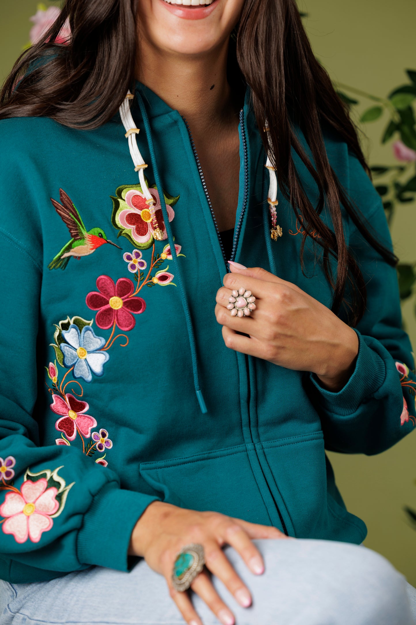 PREORDER Teal Nenookaasi Zip-Up