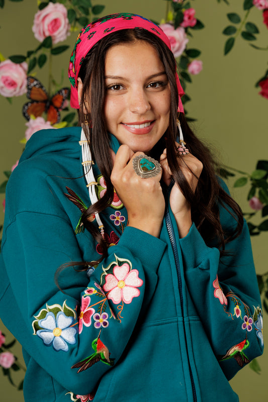 PREORDER Teal Nenookaasi Zip-Up